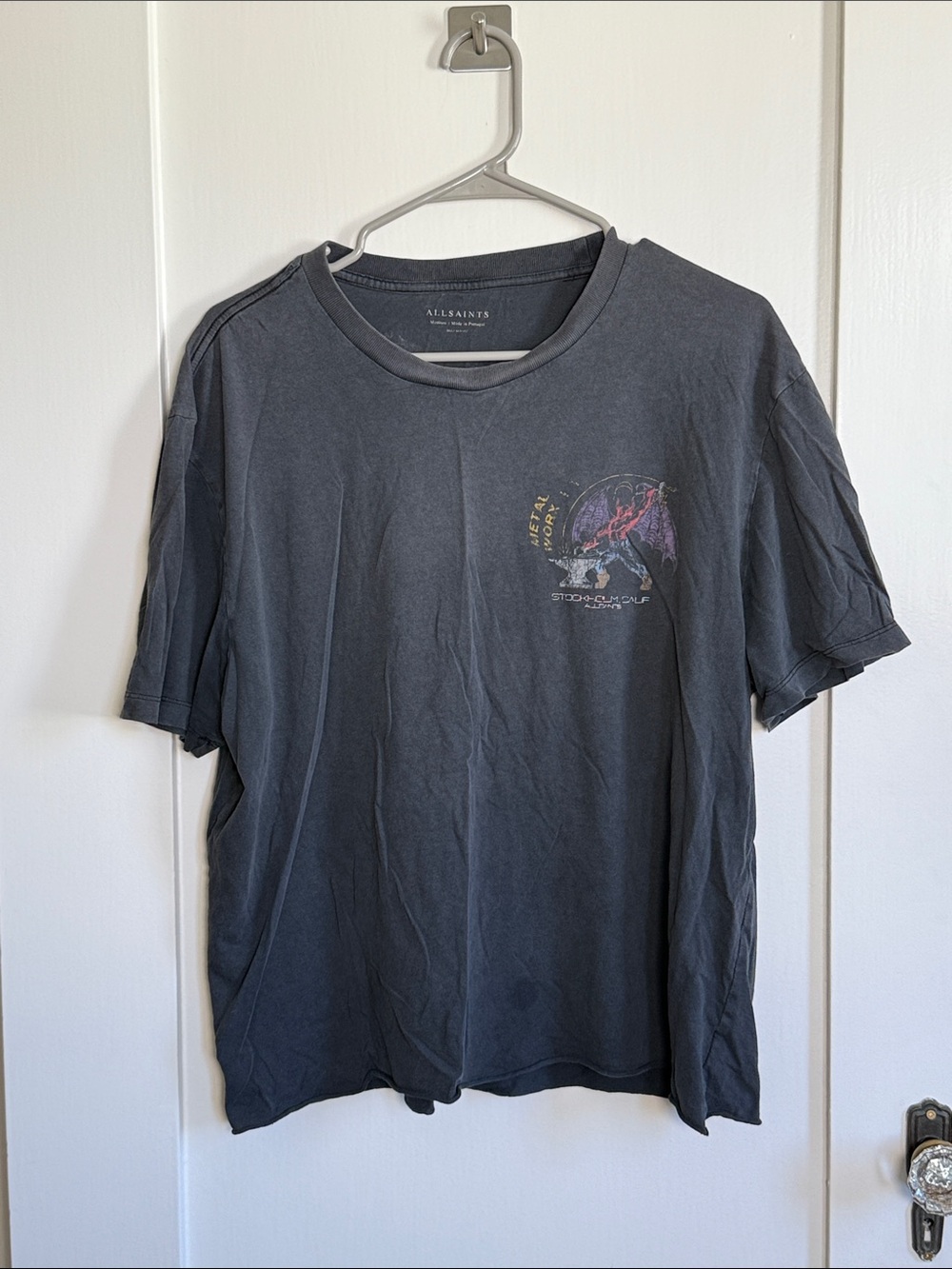 All Saints Men’s Black Graphic Short Sleeve Crew Tee